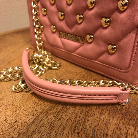 Love Moschino Bags Euc Pink Love Moschino Heart Studded Crossbody Bag Poshmark